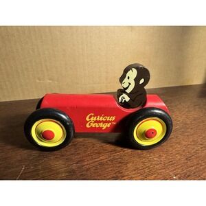 Vintage Curious George Wooden Car Toy Room Decor Cute Toddler Baby Wood Classic